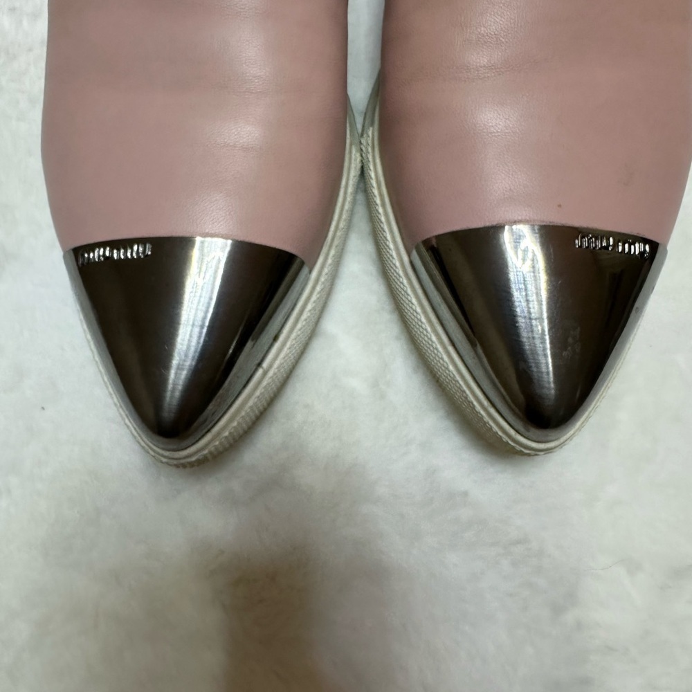 Miu Miu Blush Leather Loafers with Silver Toe-used - Picture 10 of 14